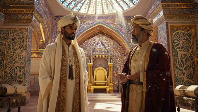 Al Kwarizmi speaking to Caliph Al-Mamun